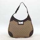 Christian Dior Trotter Canvas Schoudertas Beige Zilver Auth BSZ033SAV-12