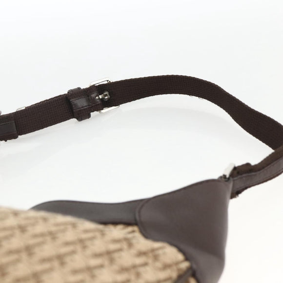 Christian Dior Trotter Canvas Schoudertas Beige Zilver Auth BSZ033SAV
