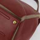 SAINT LAURENT Muse Toe Hand Bag Leather Red Gold Auth BSZ046-13