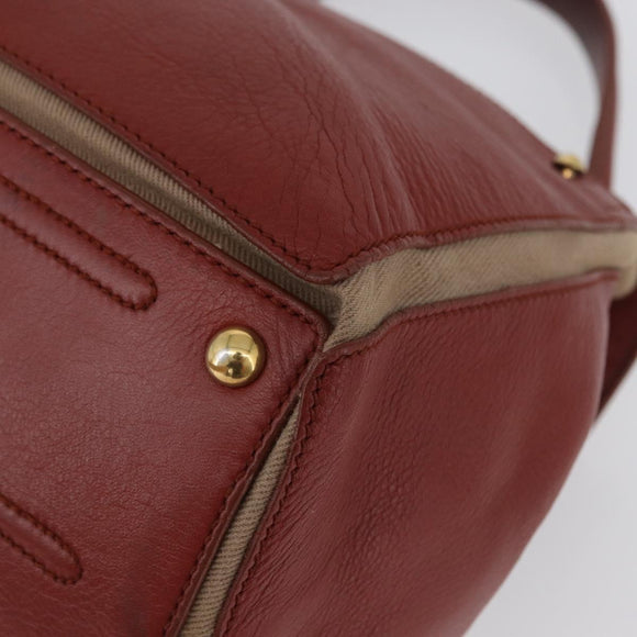 SAINT LAURENT Muse Toe Hand Bag Leather Red Gold Auth BSZ046