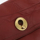 SAINT LAURENT Muse Toe Hand Bag Leather Red Gold Auth BSZ046-14