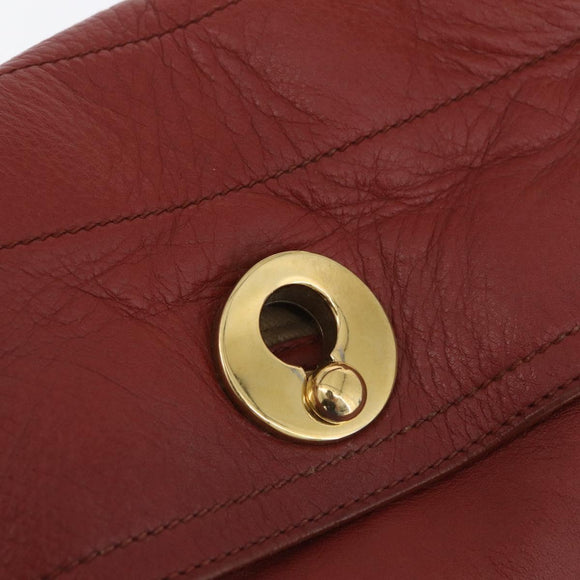 SAINT LAURENT Muse Toe Hand Bag Leather Red Gold Auth BSZ046