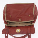 SAINT LAURENT Muse Toe Hand Bag Leather Red Gold Auth BSZ046-15