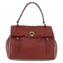 SAINT LAURENT Muse Toe Hand Bag Leather Red Gold Auth BSZ046-2