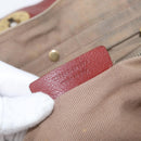 SAINT LAURENT Muse Toe Hand Bag Leather Red Gold Auth BSZ046-26