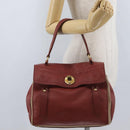 SAINT LAURENT Muse Toe Hand Bag Leather Red Gold Auth BSZ046-27