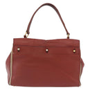 SAINT LAURENT Muse Toe Hand Bag Leather Red Gold Auth BSZ046-3