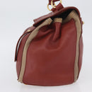 SAINT LAURENT Muse Toe Hand Bag Leather Red Gold Auth BSZ046-4