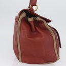 SAINT LAURENT Muse Toe Hand Bag Leather Red Gold Auth BSZ046-5