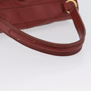 SAINT LAURENT Muse Toe Hand Bag Leather Red Gold Auth BSZ046-7