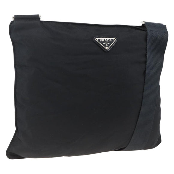 PRADA Shoulder Bag Nylon Black Silver Auth BSZ052