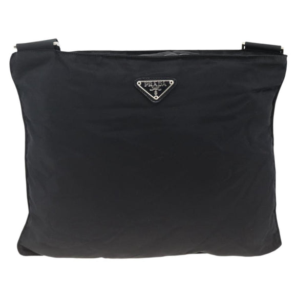 PRADA Shoulder Bag Nylon Black Silver Auth BSZ052
