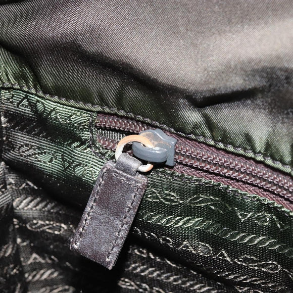 PRADA Shoulder Bag Nylon Khaki Silver Auth BSZ053