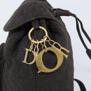 Christian Dior Lady Dior Backpack Nylon Brown Gold Auth BSZ057-9
