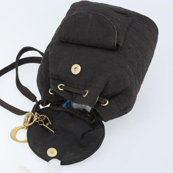 Christian Dior Lady Dior Backpack Nylon Brown Gold Auth BSZ057