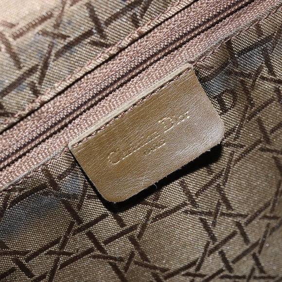 Christian Dior Lady Dior Backpack Nylon Brown Gold Auth BSZ057