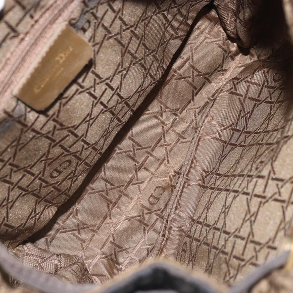Christian Dior Lady Dior Backpack Nylon Brown Gold Auth BSZ057