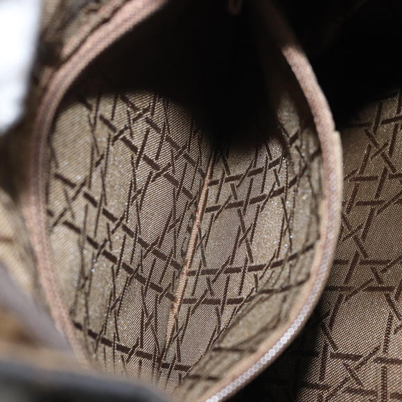 Christian Dior Lady Dior Backpack Nylon Brown Gold Auth BSZ057