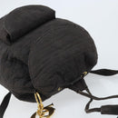 Christian Dior Lady Dior Backpack Nylon Brown Gold Auth BSZ057-6