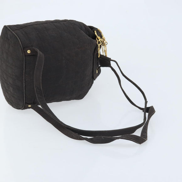 Christian Dior Lady Dior Backpack Nylon Brown Gold Auth BSZ057