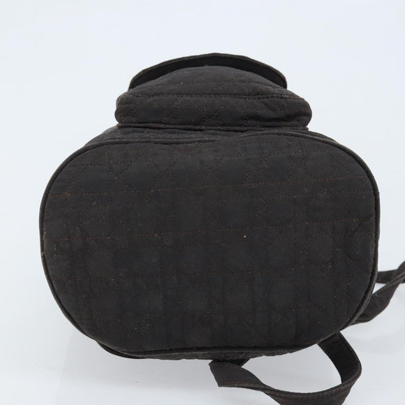 Christian Dior Lady Dior Backpack Nylon Brown Gold Auth BSZ057