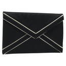 SAINT LAURENT Clutch Bag Satin Black Gold Auth BSZ059-1