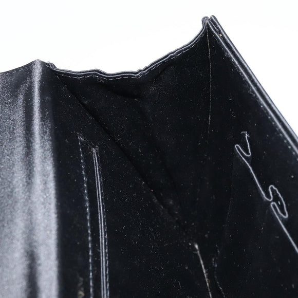 SAINT LAURENT Clutch Bag Satin Black Gold Auth BSZ059