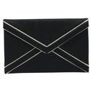 SAINT LAURENT Clutch Bag Satin Black Gold Auth BSZ059-2