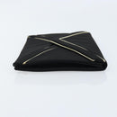 SAINT LAURENT Clutch Bag Satin Black Gold Auth BSZ059-4