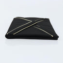 SAINT LAURENT Clutch Bag Satin Black Gold Auth BSZ059-5