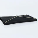 SAINT LAURENT Clutch Bag Satin Black Gold Auth BSZ059-6