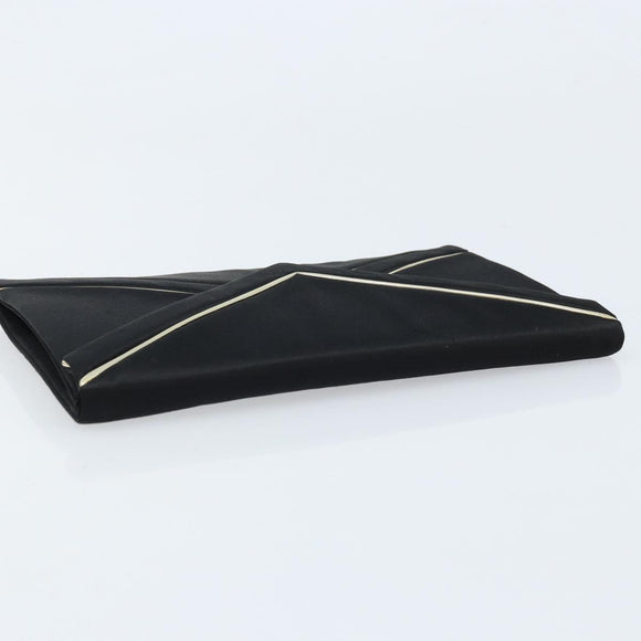SAINT LAURENT Clutch Bag Satin Black Gold Auth BSZ059