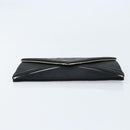 SAINT LAURENT Clutch Bag Satin Black Gold Auth BSZ059-7