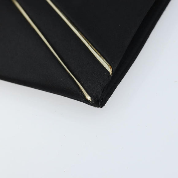 SAINT LAURENT Clutch Bag Satin Black Gold Auth BSZ059