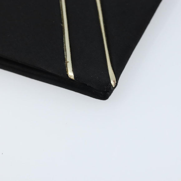 SAINT LAURENT Clutch Bag Satin Black Gold Auth BSZ059