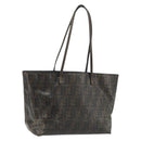 FENDI Zucca Canvas Tote Bag Coated Canvas Brown Black Auth BSZ076-1