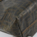 FENDI Zucca Canvas Tote Bag Coated Canvas Brown Black Auth BSZ076-16