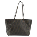 FENDI Zucca Canvas Tote Bag Coated Canvas Brown Black Auth BSZ076-13