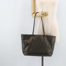 FENDI Zucca Canvas Tote Bag Coated Canvas Brown Black Auth BSZ076-21