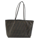 FENDI Zucca Canvas Tote Bag Coated Canvas Brown Black Auth BSZ076-2