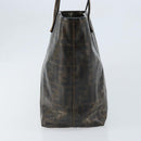 FENDI Zucca Canvas Tote Bag Coated Canvas Brown Black Auth BSZ076-4