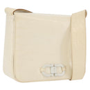 Salvatore Ferragamo Gancini Shoulder Bag Embossed leather White Gold Auth BSZ079-1