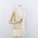 Salvatore Ferragamo Gancini Shoulder Bag Embossed leather White Gold Auth BSZ079-22