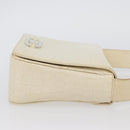 Salvatore Ferragamo Gancini Shoulder Bag Embossed leather White Gold Auth BSZ079-4