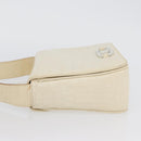 Salvatore Ferragamo Gancini Shoulder Bag Embossed leather White Gold Auth BSZ079-5