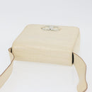 Salvatore Ferragamo Gancini Shoulder Bag Embossed leather White Gold Auth BSZ079-6