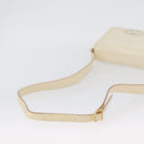 Salvatore Ferragamo Gancini Shoulder Bag Embossed leather White Gold Auth BSZ079-7