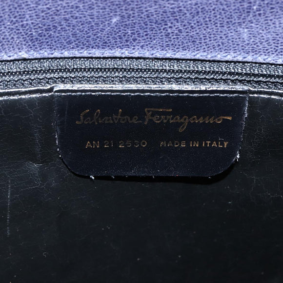 Salvatore Ferragamo Vala Tote Bag Leather Purple Gold Auth BSZ080
