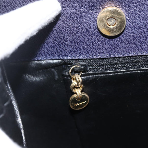 Salvatore Ferragamo Vala Tote Bag Leather Purple Gold Auth BSZ080