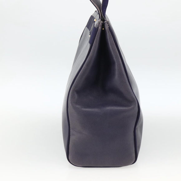 Salvatore Ferragamo Vala Tote Bag Leather Purple Gold Auth BSZ080